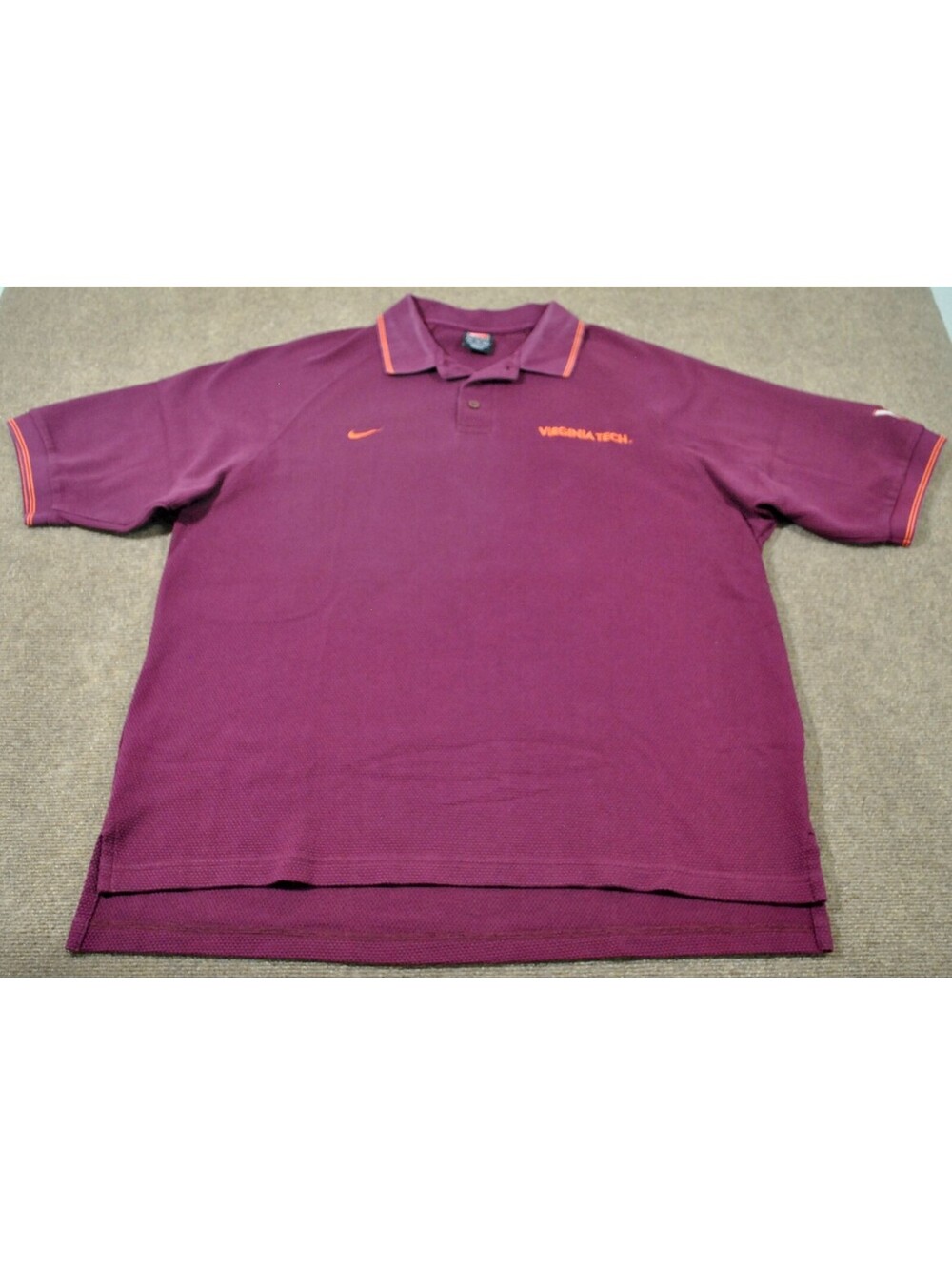 Virginia Tech Hokies Nike Team Black Red Tag Vintage Maroon Golf Polo X-Large